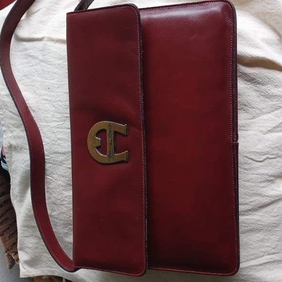 Aigner Red Handmade clutch with handle. 8"×11.5" - Picture 1 of 7